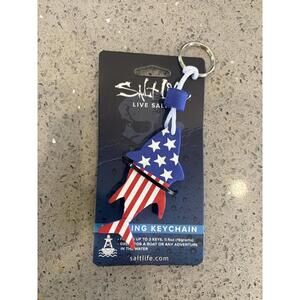 Salt Life Floating Keychain with American Flag Design